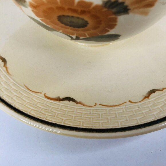 Royal Copenhagen Zinnia Gravy Boat Fajance Attached Underplate Sauce Dish Denmar - Picture 10 of 12